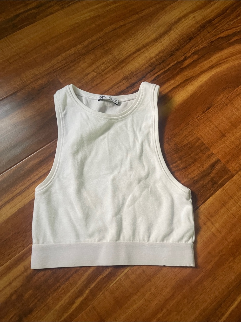 Zara white Hem Cropped Tank